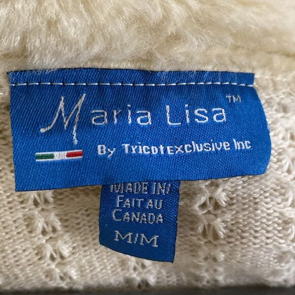 Vintage Maria Lisa Long Line Cardigan Button Front Faux Fur Collar & Cuffs Sz M - Picture 5 of 8